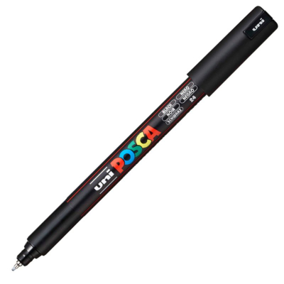 Маркер декоративный Uni Posca 0.7мм  игольчатый наконечник черный (24)