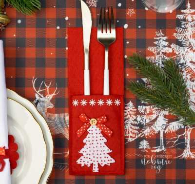 Конверт для столовых приборов 'Елочка' 8.5х21см фетр