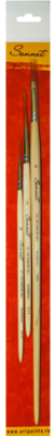 Кисти художественные набор Сонет №4  3шт синтетика для росписи круглая № 0, 3 плоская № 6 длинная ручка