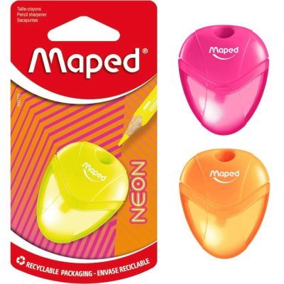 Точилка 1 диаметр Maped i-gloo 'Neon' с контейнером цвета ассорти в блистере