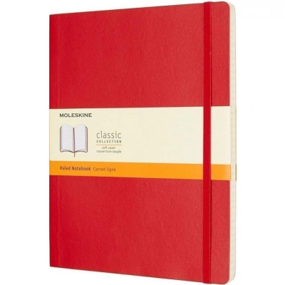 Записная книжка A4-&nbsp;&nbsp;96л без линовки Moleskine® Classic Soft XLarge мягкая обложка на резиновой застежке красная
