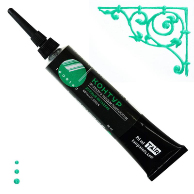 Контур акриловый по стеклу/твёрдым поверхностям Таир  металлик зеленый 20мл