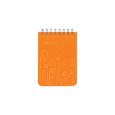 Блокнот A7  80л клетка на гребне Attache пластиковая обложка 'Fantasy' оранжевый