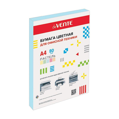 Бумага цветная A4 deVENTE  80г пастель голубая 100л