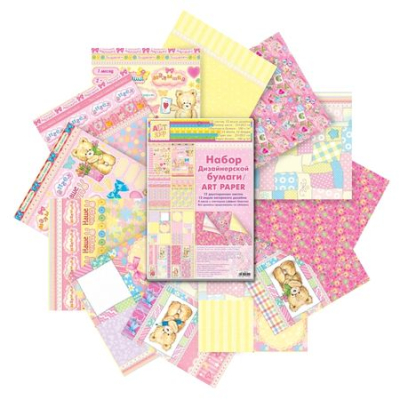 Бумага дизайнерская набор Арт Узор 21х29.7см 160г 12л Наша малышка