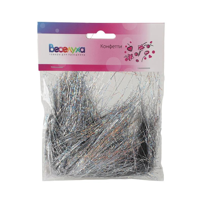 Конфетти Веселуха 'Волосы ангела' фольга серебро 10г