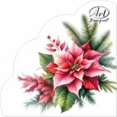 Салфетки новогодние Art Bouquet Rondo 'Пуансетия' 32см 12шт 3-слойные