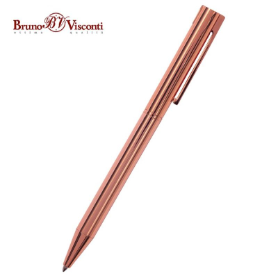 Ручка шариковая BrunoVisconti® 'Bergamo' 0.7мм металлический корпус розовое золото в футляре синие чернила