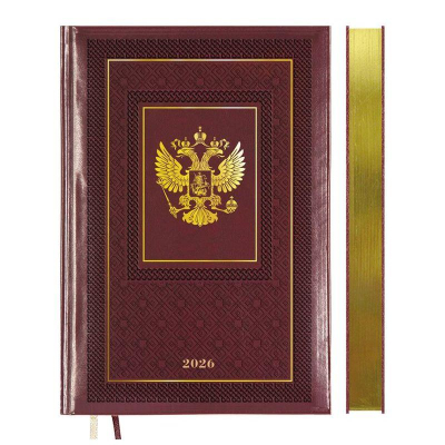 Ежедневник 2026 A5 deVENTE 'Symbol' 336стр тонированный блок твердая обложка с поролоном искусственная кожа бордовый