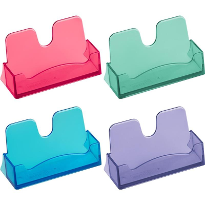 Подставка на&nbsp;&nbsp;60 визиток СТАММ 100х40мм 'ВТ05' PS 4 цвета ассорти