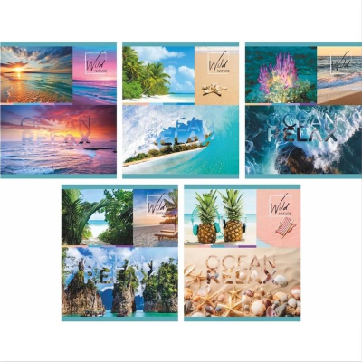 Тетрадь A5&nbsp;&nbsp;48л клетка на скрепке Lamark картонная обложка ВД-лак 'Релакс' 5 дизайнов