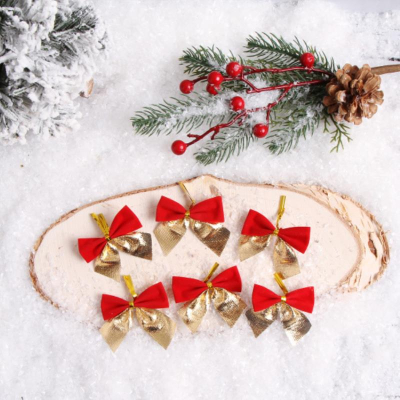 Бант&nbsp;&nbsp;5см текстиль золото красный 12шт