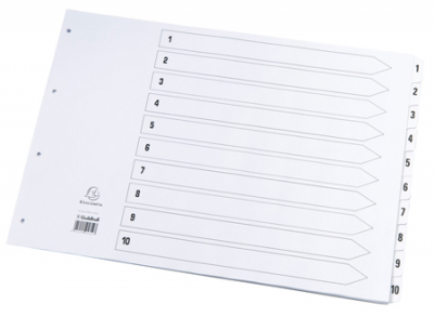 Разделители цифровые 1-10 A3 картонные с ламинированными ярлычками Exacompta горизонтальные с титульным листом