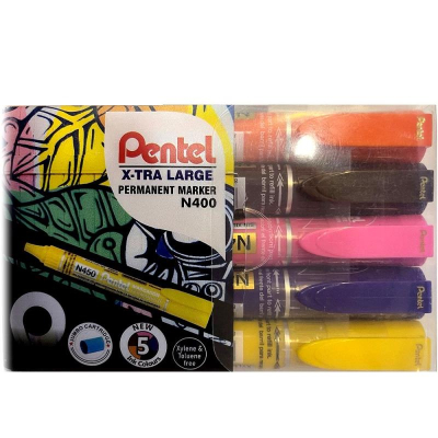 Маркеры перманентные Pentel круглые  2.0мм 'Extra Large Point'  5цв в блистере