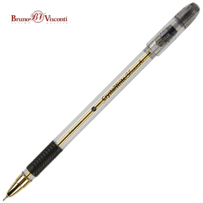 Ручка шариковая BrunoVisconti® 0.5мм 'Crystal Write' с резиновой манжетой игольчатый стержень черная