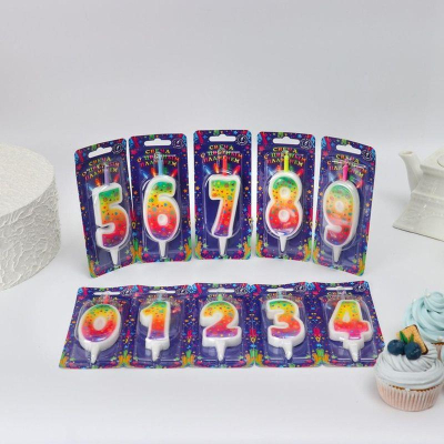 Свеча-цифра для торта 'Цветное пламя' '0'