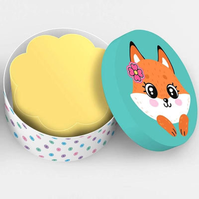 Куб для записей фигурный в боксе желтый 7.0х7.0х7.0см deVENTE 'Cute Fox'  75г/м² картонный бокс