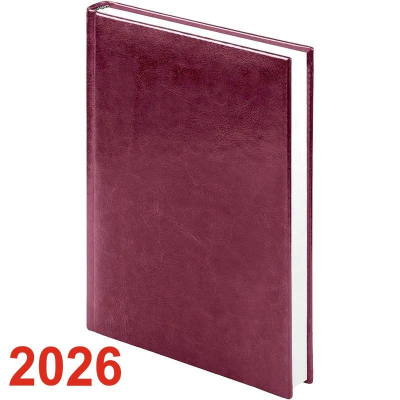 Ежедневник 2026 A4 Lamark 'Sigma' 320стр твердая обложка искусственная кожа бордовый