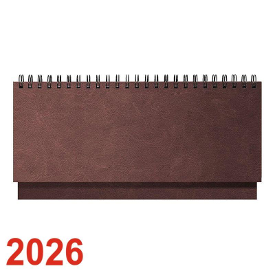 Планинг&nbsp;&nbsp;2026&nbsp;&nbsp;30х14см Lamark 'Sigma' 128стр на гребне искусственная кожа коричневый