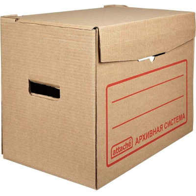 Короб архивный гофрокартон 40х27х34см Attache 'Архивная система'