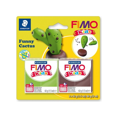 Глина полимерная термоотвердевающая набор Fimo Kids Kit 2цв х42г Веселый кактус