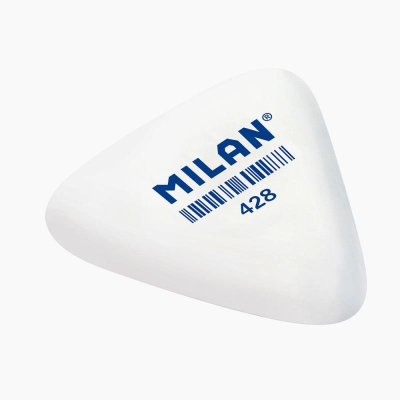 Ластик каучуковый для карандаша Milan треугольный 51х46х13м белый