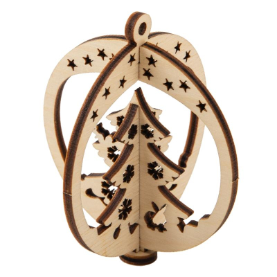 Заготовка для росписи деревянная Подвеска новогодняя 'Шар Елка' Mr. Carving 6.5х7.5см фанера