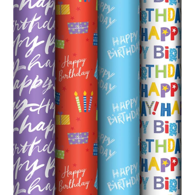 Бумага упаковочная глянцевая MESHU&nbsp;&nbsp;70х100см 'Congrats'&nbsp;&nbsp;4 дизайна ассорти