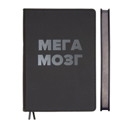 Ежедневник A5 deVENTE 'Black shine' 272стр твердая обложка эко  кожа 'Мега Мозг'