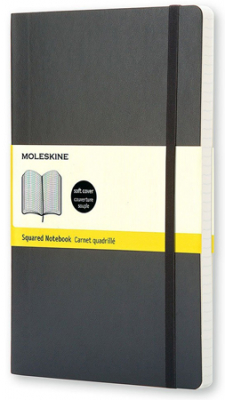 Записная книжка A5  96л клетка Moleskine® Classic Soft Large мягкая обложка на резиновой застежке черная