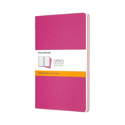 Записная книжка A5&nbsp;&nbsp;40л линейка Moleskine® Cahier Large 3шт картонная обложка розовая