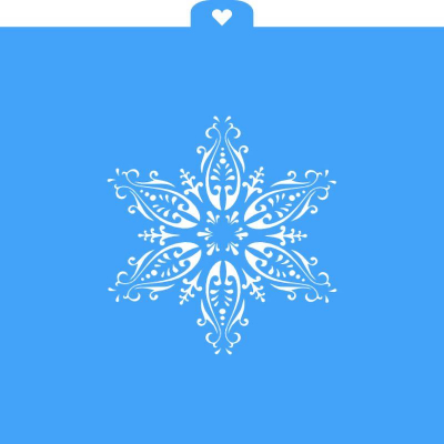 Трафарет для кондитерских изделий новогодний Снежинка мерцающая 14х14см