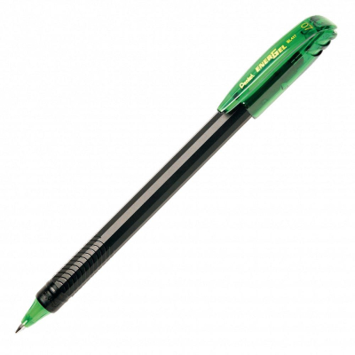 Ручка гелевая Pentel 0.7мм 'EnerGel' черный рифленый корпус зеленая