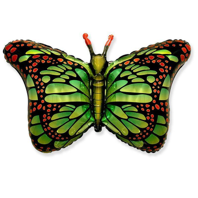 Шар воздушный фольгированный Фигура Королевская бабочка зеленая Flex Metal 60х97см