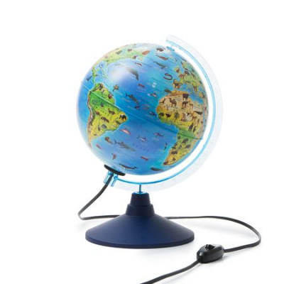 Глобус Земли настольный Globen  21см зоогеографический Классик Евро с подсветкой