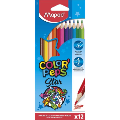 Карандаши  12цв Maped Color'Peps 'Star' трехгранные в картонной коробке