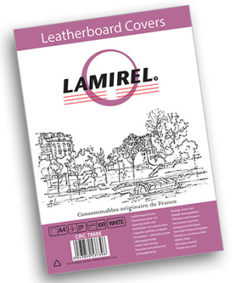 Обложка картонная A4  250г Lamirel Delta кожа белая 100шт