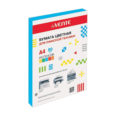 Бумага цветная A4 deVENTE  80г яркая синяя 100л