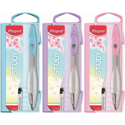 Циркуль металлический Maped 'Study' Collector 'Pastel' 12см +грифель 2мм в пластиковом пенале&nbsp;&nbsp;цвета ассорти