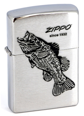 Зажигалка бензиновая Zippo 'Black Bass' с покрытием Brushed Chrome