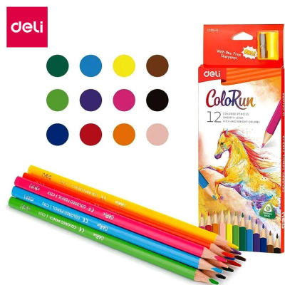 Карандаши&nbsp;&nbsp;12цв Deli 'ColoRun' трехгранные +точилка в&nbsp;&nbsp;картонной коробке