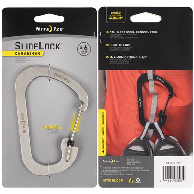 Карабин стальной с блокировкой Nite Ize SlideLock® Carabiner 6 черный/серебристый