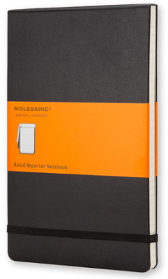 Записная книжка A5 120л линейка Moleskine® Reporter Large твердая обложка на резиновой застежке черная