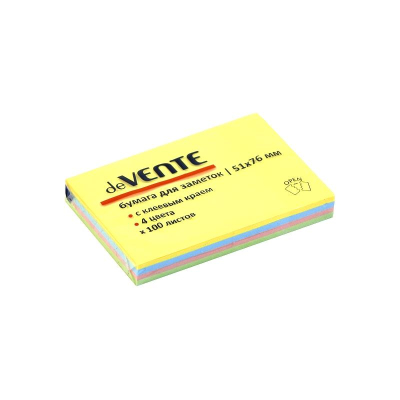 Липкий блок&nbsp;&nbsp;51х 76мм deVENTE 100л&nbsp;&nbsp;4 цвета 'Пастельная радуга'