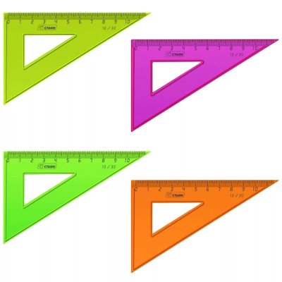 Угольник 30°/10см СТАММ прозрачный Neon Cristal цвета ассорти