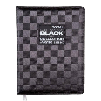 Дневник универсальный deVENTE твердая обложка фактурная ткань с поролоном аппликация 'Total Black' Квадрат