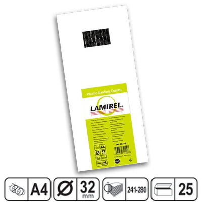 Пружина пластиковая Lamirel 32мм 201- 280 листов черная&nbsp;&nbsp;25шт