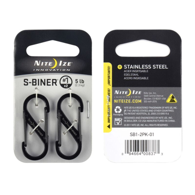 Карабин стальной Nite Ize S-Biner® 1 черный 2шт