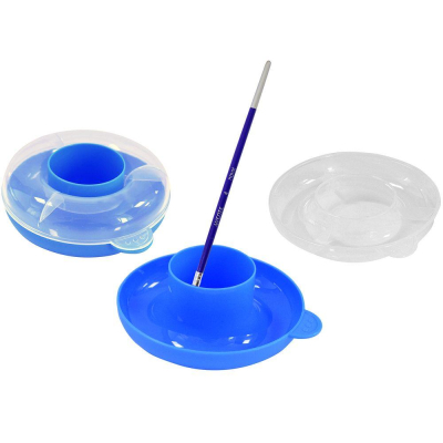 Стакан-палитра для воды и кистей deVente 'Cosmo' ø-12х4см с крышкой голубой