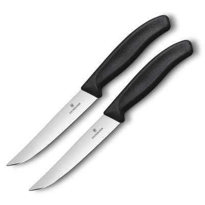 Набор кухонных ножей Victorinox 'Swiss Classic Gourmet' для стейка фруктов овощей  2шт черный в блистере
